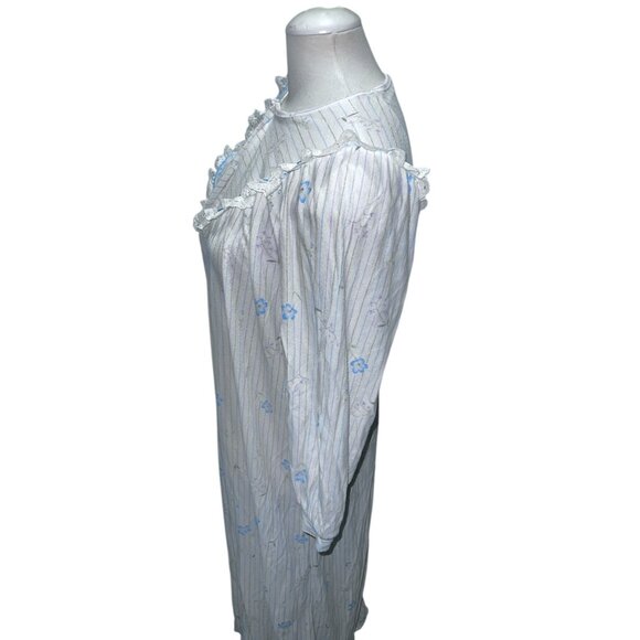 Vintage 70's Long Sleeve Floral Lace Night Gown Sz Small White & Multi Ankle - Picture 15 of 15